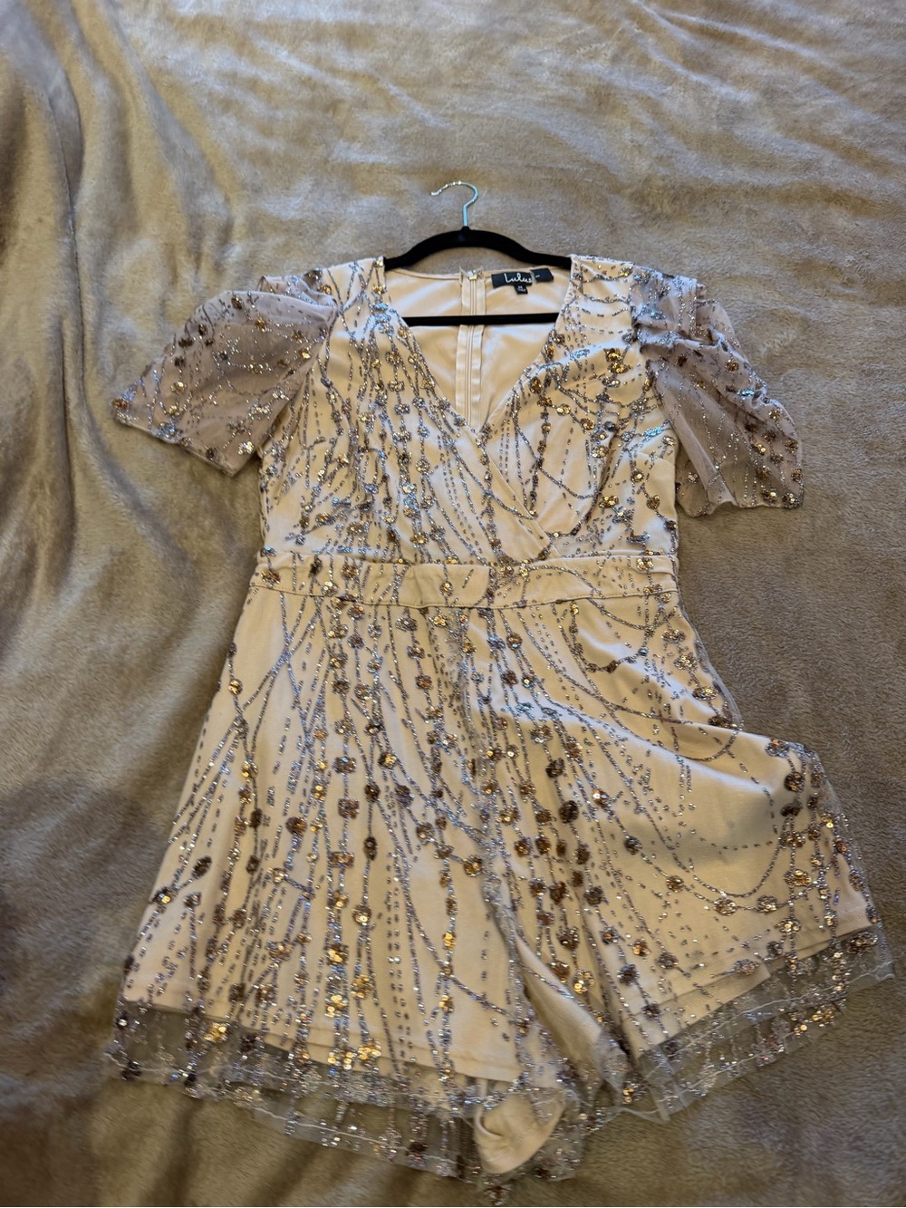Lulu's Ivory Sequin Embellished Romper